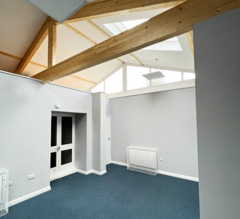 Ogwell Memorial Hall illuminated by new roof lights