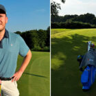 Deaf Golf Champion Jay Stally on the golf course with his RYALL Structural Engineers sponsored sports kit.